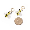 Glass Braided Bees Dangle Leverback Earrings EJEW-TA00126-4