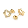 Brass Micro Pave Clear Cubic Zirconia Stud Earrings for Women EJEW-U030-02G-04-2