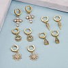 Clear Cubic Zirconia Padlock Drop Huggie Hoop Earrings EJEW-SW00005-06-4
