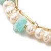 Natural Flower Amazonite & Pearl Beads Double Layered Bracelet BJEW-TA00025-04-4
