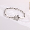 Brass Micro Pave Clear Cubic Zirconia Beaded Stretch Bracelets for Women FS-WG5260F-07-1