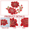  2Pcs 2 Style Peony Polyester Embroidery Sew on Clothing Patches PATC-NB0001-11C-5