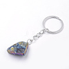 Rainbow Plated Natural Crystal Quartz Keychain KEYC-S252-11-3