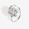 Square Rhodium Plated 925 Sterling Silver with Natural Baroque Freshwater Pearl Finger Rings for Women FS-WGEDC89-01-2