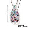 Brass Pave Colorful Cubic Zirconia Letter Pendant Box Chain Necklaces NU0575-28-1