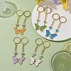 5 Pairs 5 Colors Butterfly Alloy Enamel Keychains KEYC-JKC00712-2