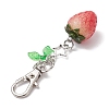 Resin Strawberry Pendant Decoration with Acrylic Leaf Charms KEYC-JKC00975-4