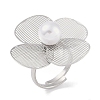 Flower 304 Stainless Steel Adjustable Rings for Women RJEW-C099-05P-1