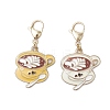 2Pcs 2 Colors Coffee Cup Alloy Enamel Pendant Decorations HJEW-JM02699-2