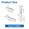 100Pcs Brass with Stainless Steel Fishing Fishhook Connector Clasp FIND-FH0010-48P-2
