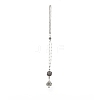 Natural White Moonstone & Alloy Rhinestone Round Beaded Pendant Decorations HJEW-JM00806-1