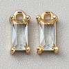Golden Plated Brass Cubic Zirconia Charms ZIRC-WH0015-01G-10-1