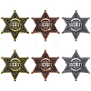 6Pcs 3 Colors Star of David with Word Sheriff Alloy Lapel Pins for Backpack Clothes JEWB-HY0001-52-1