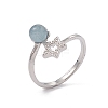 Natural Aquamarine Cuff Rings RJEW-G273-05P-02-4