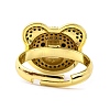 Bear Brass Micro Pave Cubic Zirconia Open Cuff Ring for Women RJEW-U003-22D-G-3