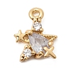 Brass Micro Pave Clear Cubic Zirconia Charms ZIRC-F146-04G-1