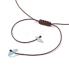 Raw Rough Natural Stone Nuggets Pendant with Handmade Lampwork Flower Adjustable Waxed Polyester Cord Necklaces for Women NJEW-TA00210-03-5