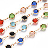 2M Flat Round Handmade Brass Glass Link Chains CHC-YW0001-10KCG-1