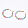 Handmade Japanese Seed Beads Hoop Earrings SEED-T002-43-3