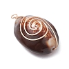 Natural Cowrie Shell Copper Wire Wrapped Pendants PALLOY-TA00201-4