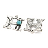 Synthetic Turquoise & Alloy Pendants PALLOY-H146-01AS-H-2