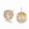 Brass Micro Pave Clear Cubic Zirconia Stud Earring Findings KK-T062-53G-NF-2