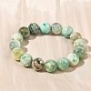 Natural Green Line Jasper Round Beaded Stretch Bracelets for Women BJEW-F535-02D-2