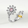 Brass Micro Pave Cubic Zirconia Rotating Cuff Rings for Women FS-WG7CCCF-15-1
