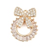 Brass Cubic Zirconia with Glass Pendants KK-Q026-23G-1