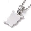 Non-Tarnish 304 Stainless Steel Owl Pendant Necklace for Women STAS-E154-20P-3