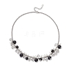 3Pcs 3 Colors Round Glass Beaded Bib 304 Stainless Steel Rolo Chain Necklaces NJEW-JN05359-5