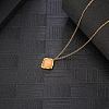 Natural Rose Quartz Rhombus Pendant Necklace with Brass Chains VW7781-1-3