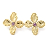 Natural Amethyst Flower Stud Earrings EJEW-L267-001G-09-1