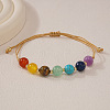 Chakra Natural Tiger Eye & Lapis Lazuli & Carnelian & Amethyst & Citrine & Green Aventurine & Synthetic Turquoise Round Beads Braided Bead Bracelets for Women WD1381-1