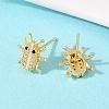 Brass Micro Pave Clear Cubic Zirconia Stud Earrings EJEW-F400-03D-G-4