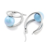 304 Stainless Steel & Plastic Imitation Pearl Oval with Ball Hoop Earrings for Women EJEW-C096-13P-01-2