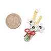 3D Glass Seed Beaded Bouquet with Bowknot Pendants PALLOY-MZ01153-02-2
