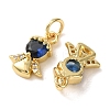 Brass Micro Pave Blue Cubic Zirconia Charms CU-E003-05G-2