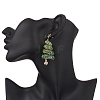 Brass Glass Dangle Stud Earrings EJEW-TA00738-3