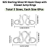 CREATCABIN 12Pcs 2 Size 925 Sterling Silver S-Hook Clasps STER-CN0001-27-2