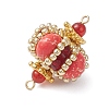 Dyed Synthetic Imperial Jasper & Handmade Glass Seed Beaded Rhombus Connector Charms PALLOY-MZ00960-07-4