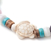 Cat Eye Beads & Synthetic Turquoise & Coconut Beads & Natural Freshwater Beads Stretch Bracelets BJEW-JB11331-3