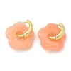 Brass Resin Flower Hoop Earrings for Women EJEW-U038-01G-5