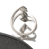Textured Rhombus 304 Stainless Steel Finger Ring for Women RJEW-L126-09B-P-3