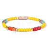 Dyed Synthetic Imperial Jasper Cuboid & Faceted Rondelle Dyed White Jade & Round Brass Beaded Stretch Bracelets QY8342-3-1