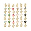 Brass Micro Pave Clear Cubic Zirconia 7 Star Links Connector Charms KK-H539-16G-1