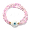 3Pcs 3 Color Lampword Evil Eye & Glass Seed Beaded Stretch Bracelets Set BJEW-JB09456-2