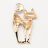 Golden Plated Alloy Rhinestone Cat Brooches JEWB-S004-04-2