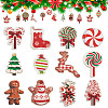 36Pcs 12 Styles Single Face Printed Wood Big Pendants WOOD-TA0002-93-3