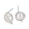 Brass Micro Pave Clear Cubic Zirconia Stud Earring Findings LS-KK-Z133-01P-02-2